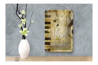 Blechschild Retro 12x18cm Musik ist meine Therapie Schild