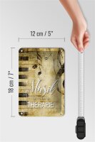 Blechschild Retro 12x18cm Musik ist meine Therapie Schild