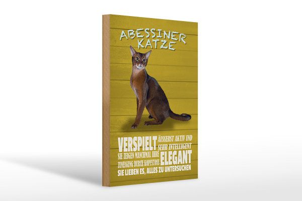 Holzschild Spruch 20x30cm Abyssiner Katze verspielt