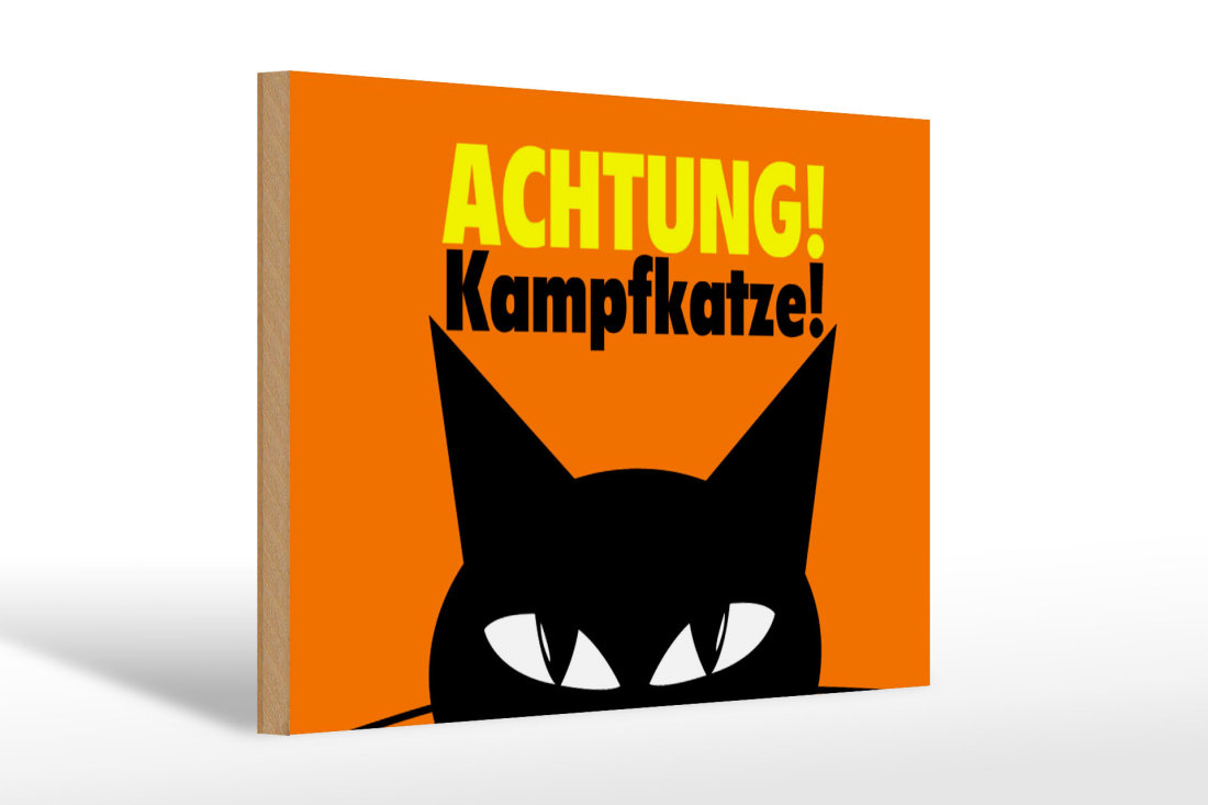 Warnschild „Vorsicht – Kampfkatze“ – 30x20 Cm, Aus Aluverbund, Wetterfest & Kratzfest
