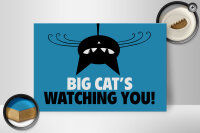 Holzschild Spruch 30x20cm Big cat`s watching you Katze
