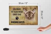 Holzschild Spruch 30x20cm Burma Katze ohne kein Heim