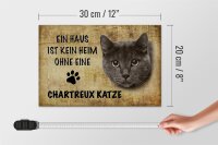 Holzschild Spruch 30x20cm Chartreux Katze ohne kein Heim