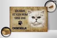Holzschild Spruch 30x20cm Chinchilla Katze ohne kein Heim