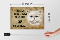 Holzschild Spruch 30x20cm Chinchilla Katze ohne kein Heim