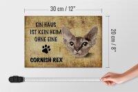 Holzschild Spruch 30x20cm Cornish Rex Katze ohne kein Heim