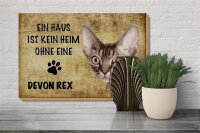 Holzschild Spruch 30x20cm Devon Rex Katze ohne kein Heim