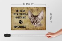 Holzschild Spruch 30x20cm Devon Rex Katze ohne kein Heim