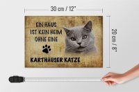 Holzschild Spruch 30x20cm Karthäuser Katze ohne kein Heim