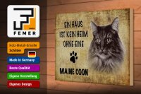 Holzschild Spruch 30x20cm Maine Coon Katze ohne kein Heim