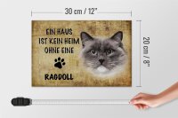 Holzschild Spruch 30x20cm Ragdoll Katze ohne kein Heim