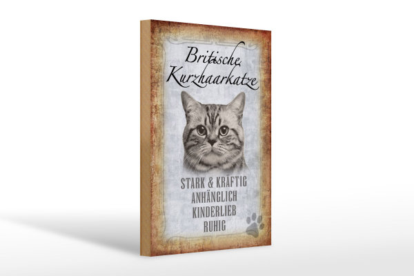 Holzschild Spruch 20x30cm britische kurzhaarkatze Schild
