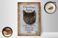 Holzschild Spruch 20x30cm Chartreux Katze stark Schild