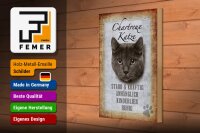Holzschild Spruch 20x30cm Chartreux Katze stark Schild