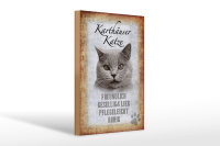 Holzschild Spruch 20x30cm Karthäuser Katze lieb Schild