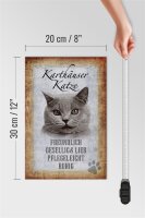 Holzschild Spruch 20x30cm Karthäuser Katze lieb Schild