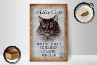 Holzschild Spruch 20x30cm Maine Coon Katze aktiv Schild