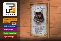Holzschild Spruch 20x30cm Maine Coon Katze aktiv Schild