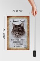 Holzschild Spruch 20x30cm Maine Coon Katze aktiv Schild