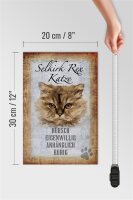 Holzschild Spruch 20x30cm Selkirk Rex Katze ruhig Schild