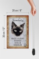 Holzschild Spruch 20x30cm Siamkatze Katze grazil Schild