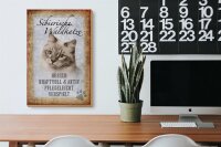 Holzschild Spruch 20x30cm sibierische Waldkatze Katze Wandschild