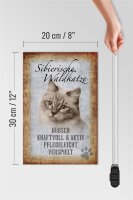 Holzschild Spruch 20x30cm sibierische Waldkatze Katze Wandschild