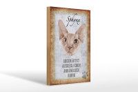 Holzschild Spruch 20x30cm Sphynx Katze Schild deko