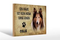 Holzschild Spruch 30x20cm Collie Hund ohne kein Heim