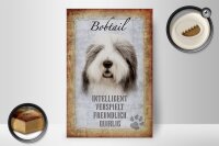 Holzschild Spruch 20x30cm Bobtail Hund verspielt Schild