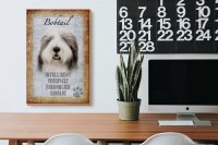 Holzschild Spruch 20x30cm Bobtail Hund verspielt Schild