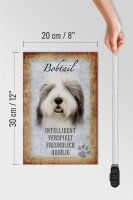 Holzschild Spruch 20x30cm Bobtail Hund verspielt Schild