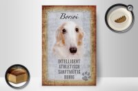 Holzschild Spruch 20x30cm Borsoi Hund athletisch Schild