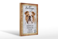 Holzschild Spruch 20x30cm Bulldogge Hund gesellig Schild