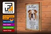 Holzschild Spruch 20x30cm Bulldogge Hund gesellig Schild