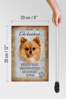 Holzschild Spruch 20x30cm Chihuahua Hund tapfer Schild