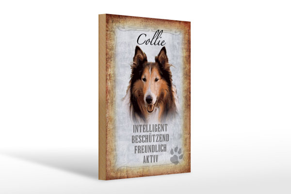 Holzschild Spruch 20x30cm Collie Hund freundlich Schild