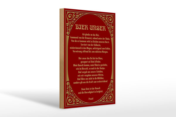Holzschild Alkohol 20x30cm Prost Bier unser Schild
