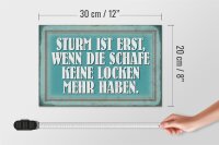 Holzschild Spruch 30x20cm Sturm wenn Schafe keine Locken