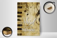Holzschild Retro 20x30cm Musik ist meine Therapie Schild