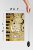 Holzschild Retro 20x30cm Musik ist meine Therapie Schild