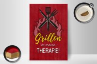Holzschild Spruch 20x30cm Grillen ist meine Therapie