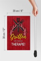 Holzschild Spruch 20x30cm Grillen ist meine Therapie