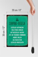 Holzschild Retro 20x30cm Camping Regeln Schild