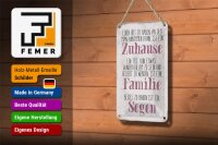 Blechschild Spruch 12x18cm Zuhause Familie beides ein Segen