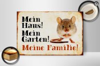 Holzschild Tiere 30x20cm Maus mein Haus Garten Familie