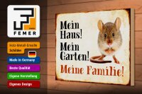 Holzschild Tiere 30x20cm Maus mein Haus Garten Familie