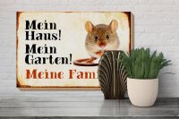 Holzschild Tiere 30x20cm Maus mein Haus Garten Familie