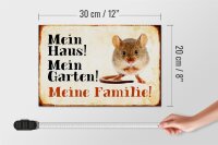 Holzschild Tiere 30x20cm Maus mein Haus Garten Familie