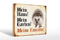 Holzschild Tiere 30x20cm Igel mein Haus Garten Familie